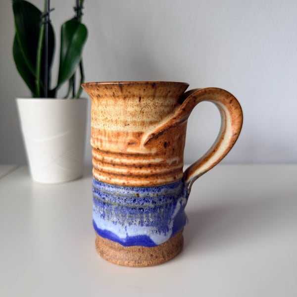 Reece Pottery Mug Size 7 Ocean Blue Glaze Tankard Coffee Mug