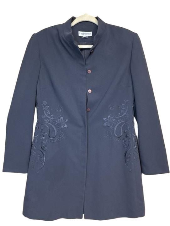 Vintage 90’s John Meyer Jacket Size 8 Gray Embroidered Floral Blazer Coat 2
