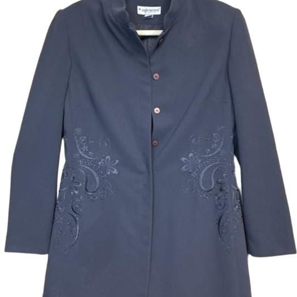 Vintage 90’s John Meyer Jacket Size 8 Gray Embroidered Floral Blazer Coat
