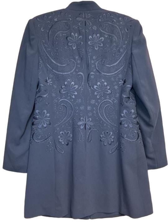 Vintage 90’s John Meyer Jacket Size 8 Gray Embroidered Floral Blazer Coat 4