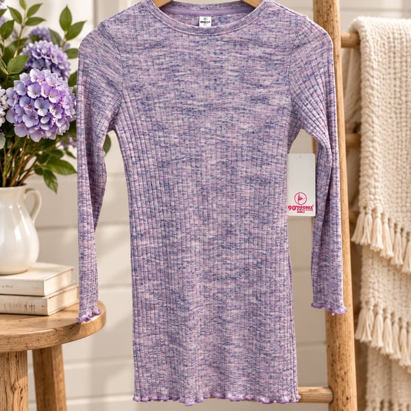 NWT Girls 90 Degree By Reflex Rib Knit Splendid Dress Size L/12 Purple