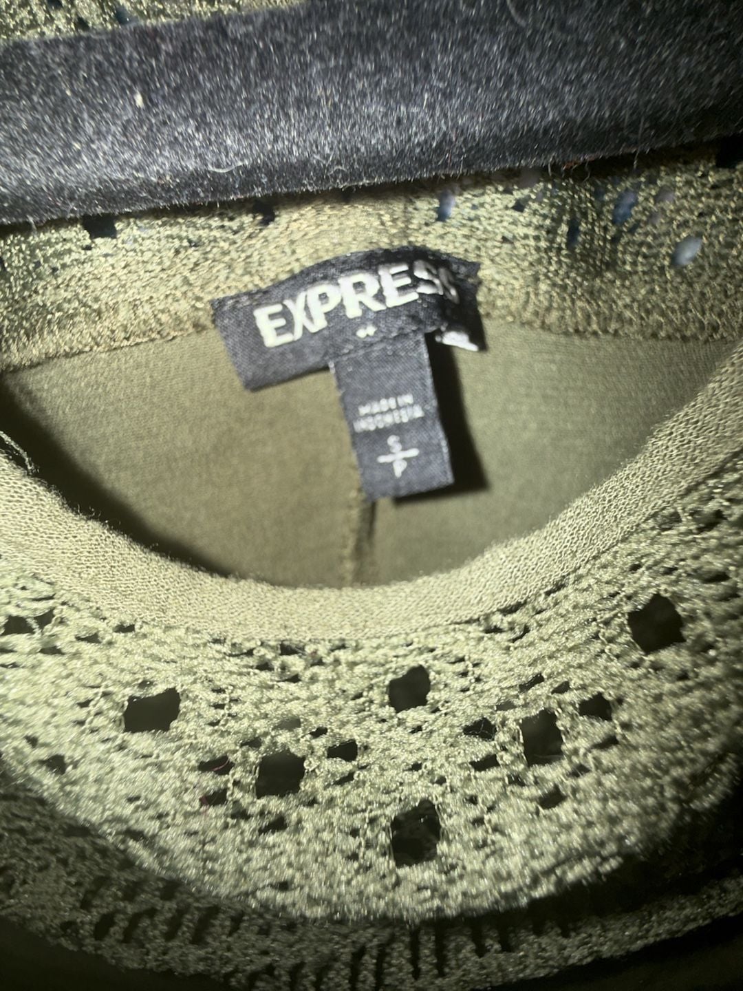 Express Olive Green Off Shoulder Lace Trim Top Size S 4