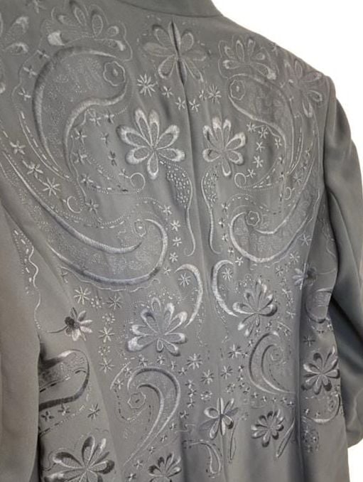 Vintage 90’s John Meyer Jacket Size 8 Gray Embroidered Floral Blazer Coat 5