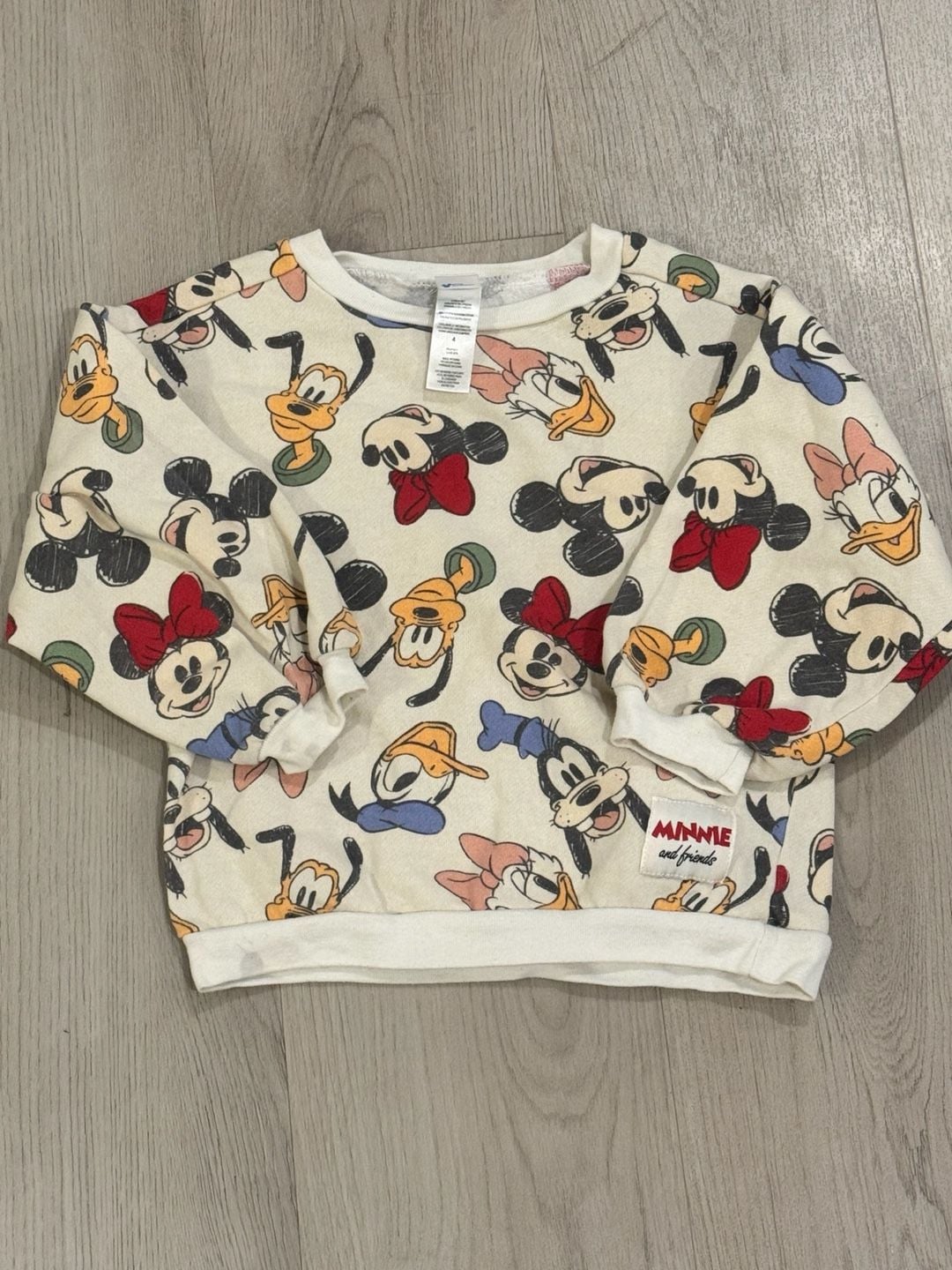 Disney Mickey Mouse & Friends Sweatshirt Size 4 All Over Print 1