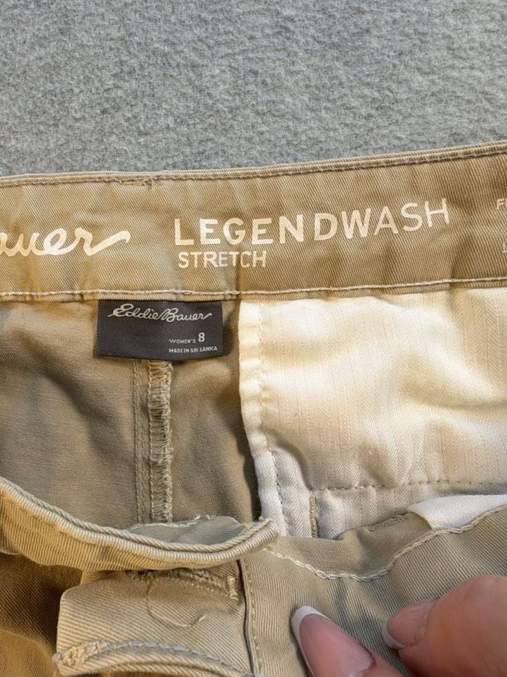 Eddie Bauer Legendwash Stretch Boyfriend Slim Chinos Women's Size 8 Khaki Tan 6