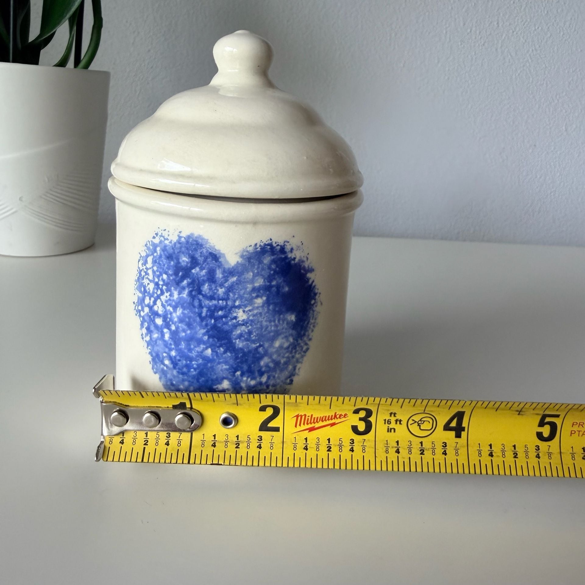 Paula Cottle Blue Heart Ceramic Canister with Lid 9