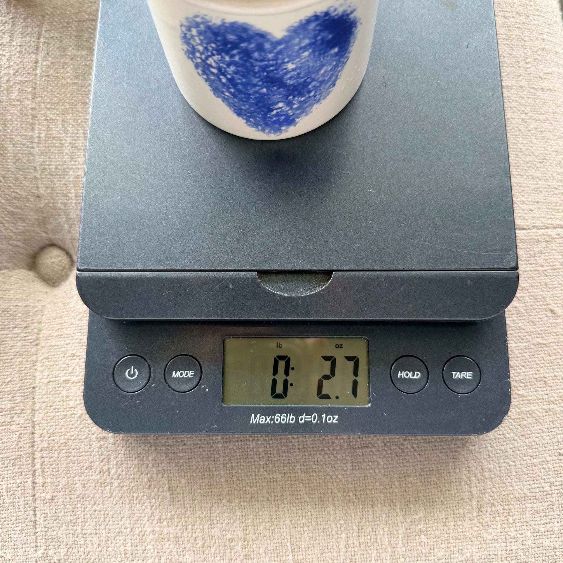 Paula Cottle Blue Heart Ceramic Canister with Lid 10