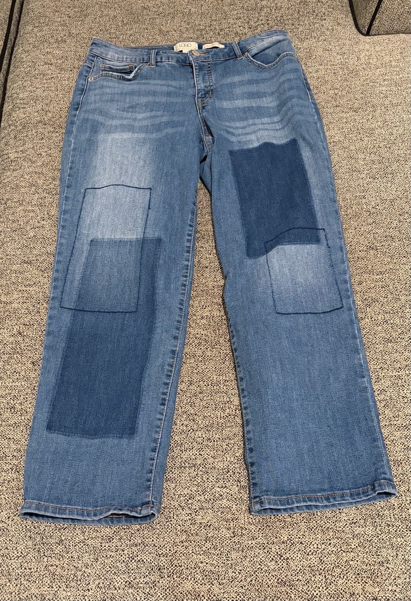 074-LOGO by Lori Goldstein Boyfriend Jeans Size 10P Medium Wash Patchwork 2