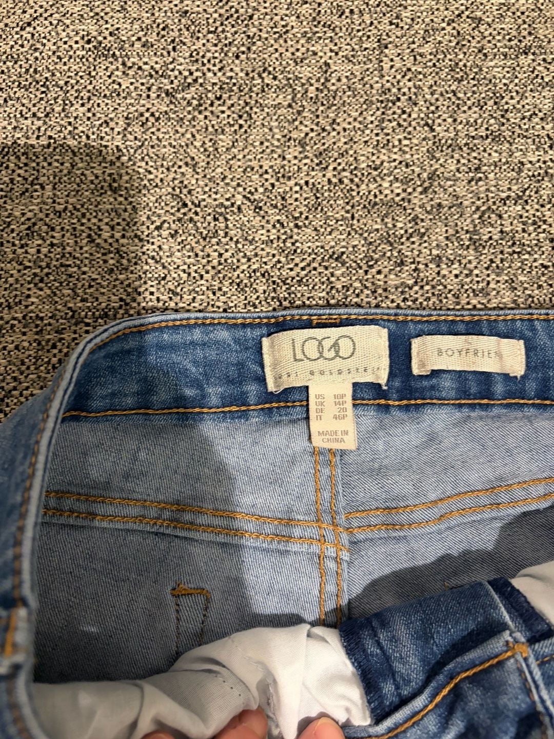 074-LOGO by Lori Goldstein Boyfriend Jeans Size 10P Medium Wash Patchwork 4