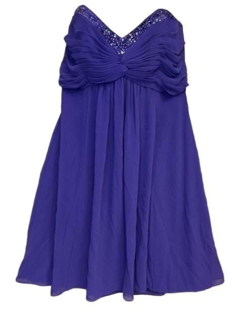 Y2K FairyCore Cocktail Dress Corseted Strapless Purple Beaded Chiffon 2
