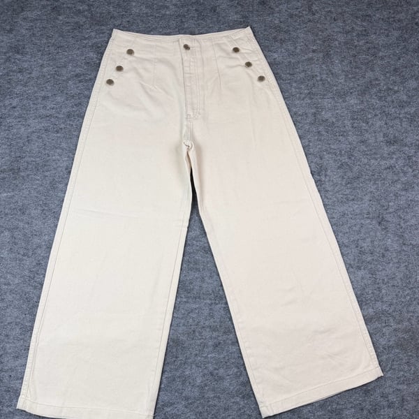 Koton High-Rise Wide-Leg Jeans Cream Button-Front W30 L32