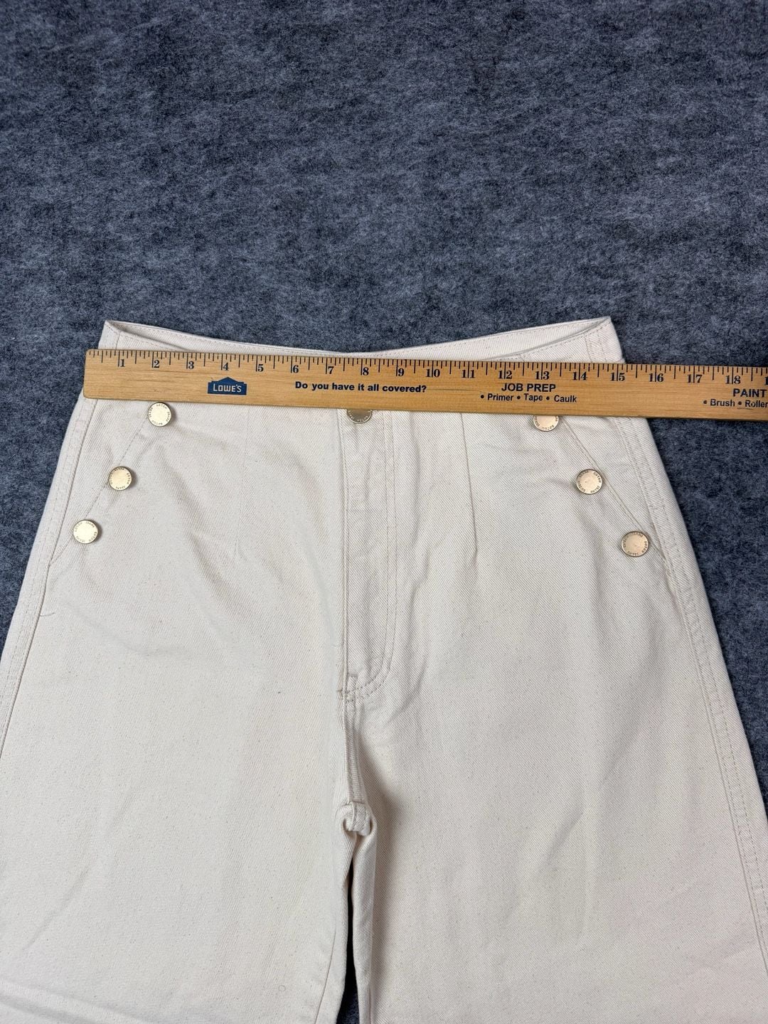 Koton High-Rise Wide-Leg Jeans Cream Button-Front W30 L32 5