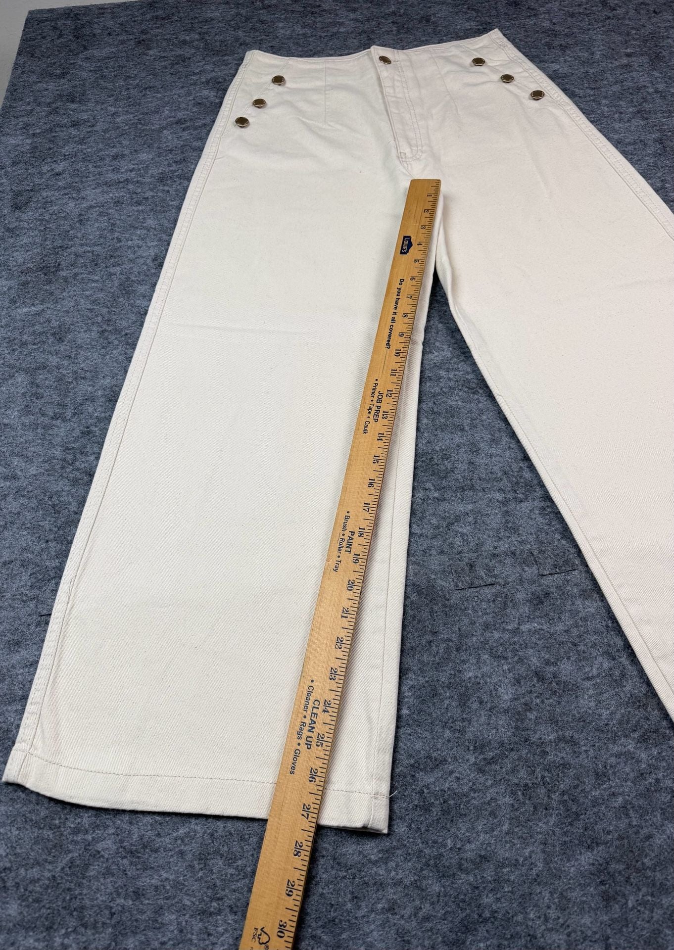 Koton High-Rise Wide-Leg Jeans Cream Button-Front W30 L32 7