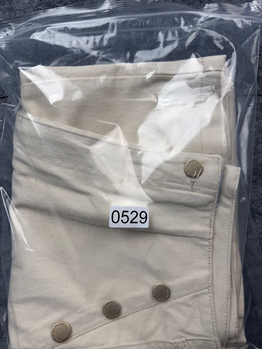 Koton High-Rise Wide-Leg Jeans Cream Button-Front W30 L32 9