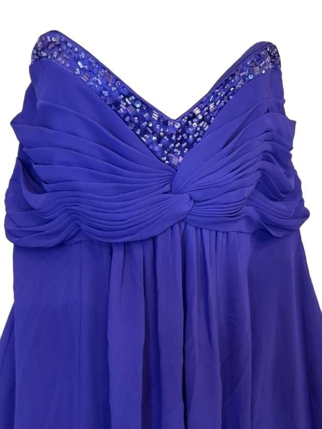 Y2K FairyCore Cocktail Dress Corseted Strapless Purple Beaded Chiffon 3
