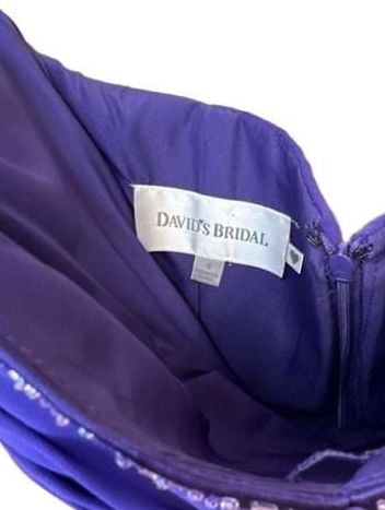 Y2K FairyCore Cocktail Dress Corseted Strapless Purple Beaded Chiffon 4