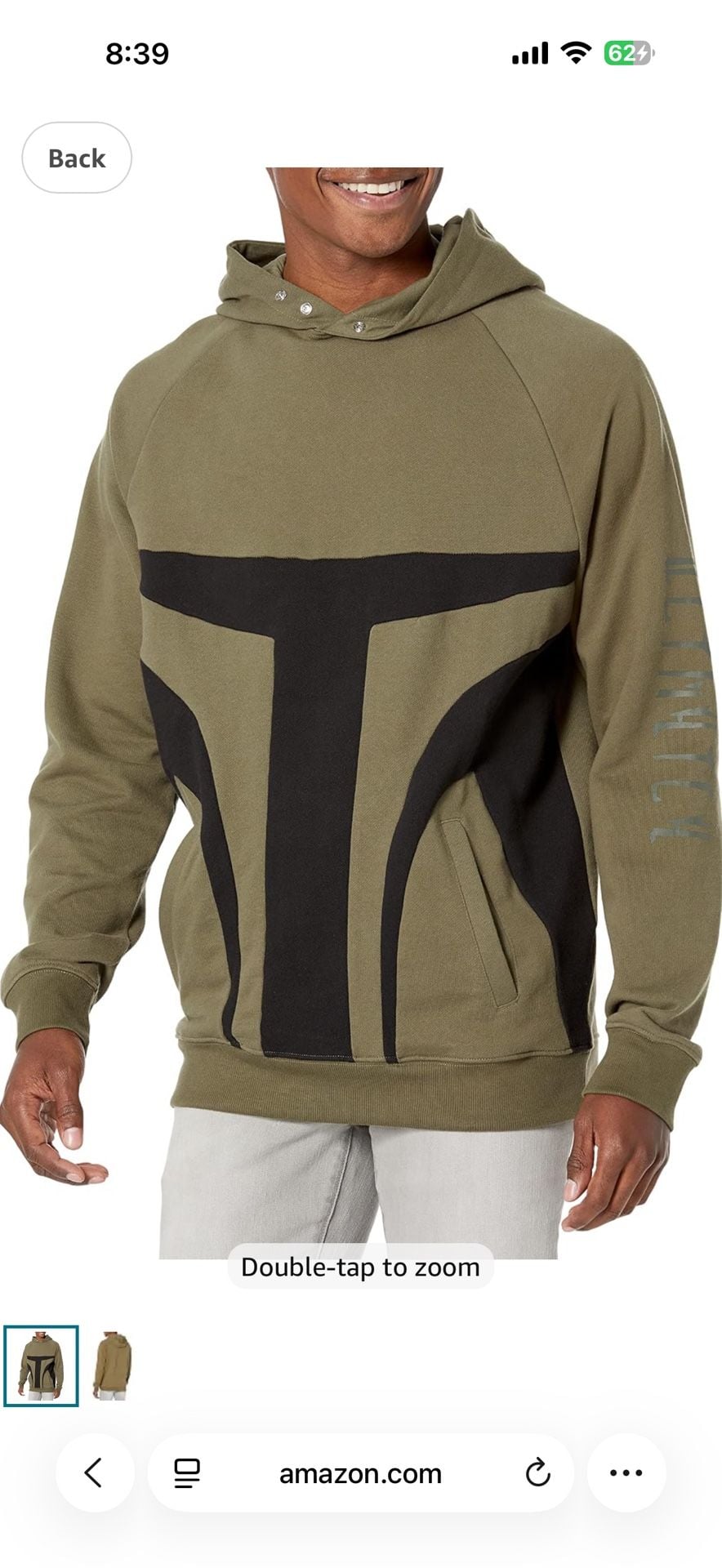 DC Star Wars Mando CB Pullover Hoodie Sweatshirt, IVY GREEN/BLACK S: Large NWT 5