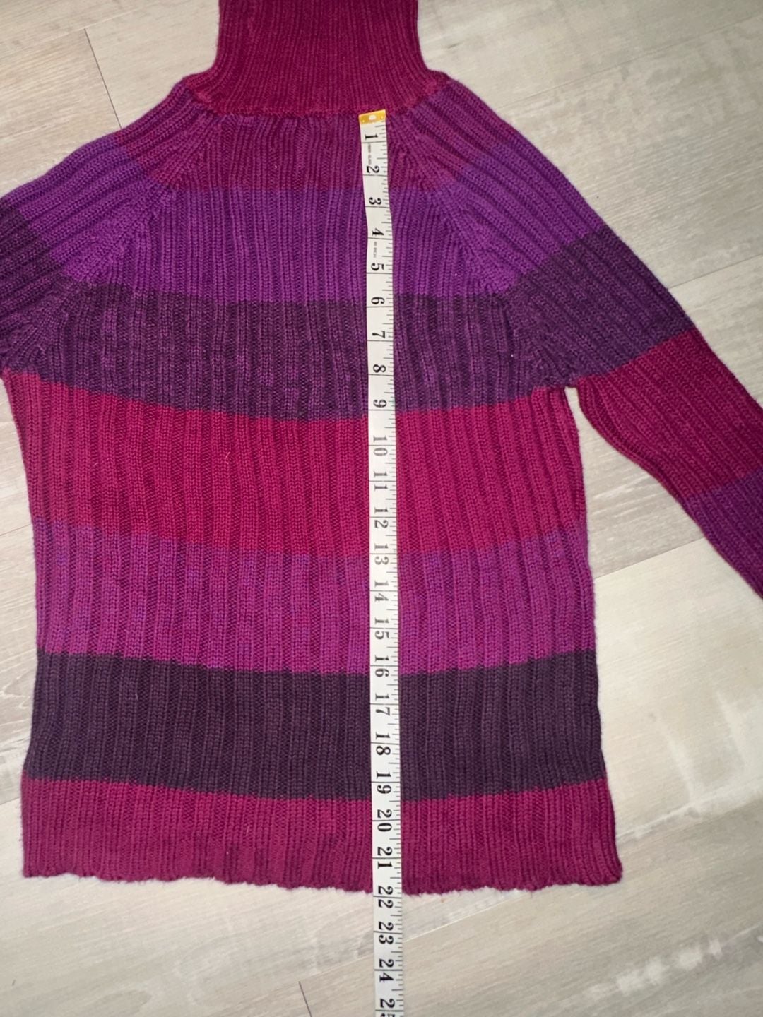 St. John's Bay Turtleneck Sweater Size Large Pink Purple Striped Cotton Algodon 5
