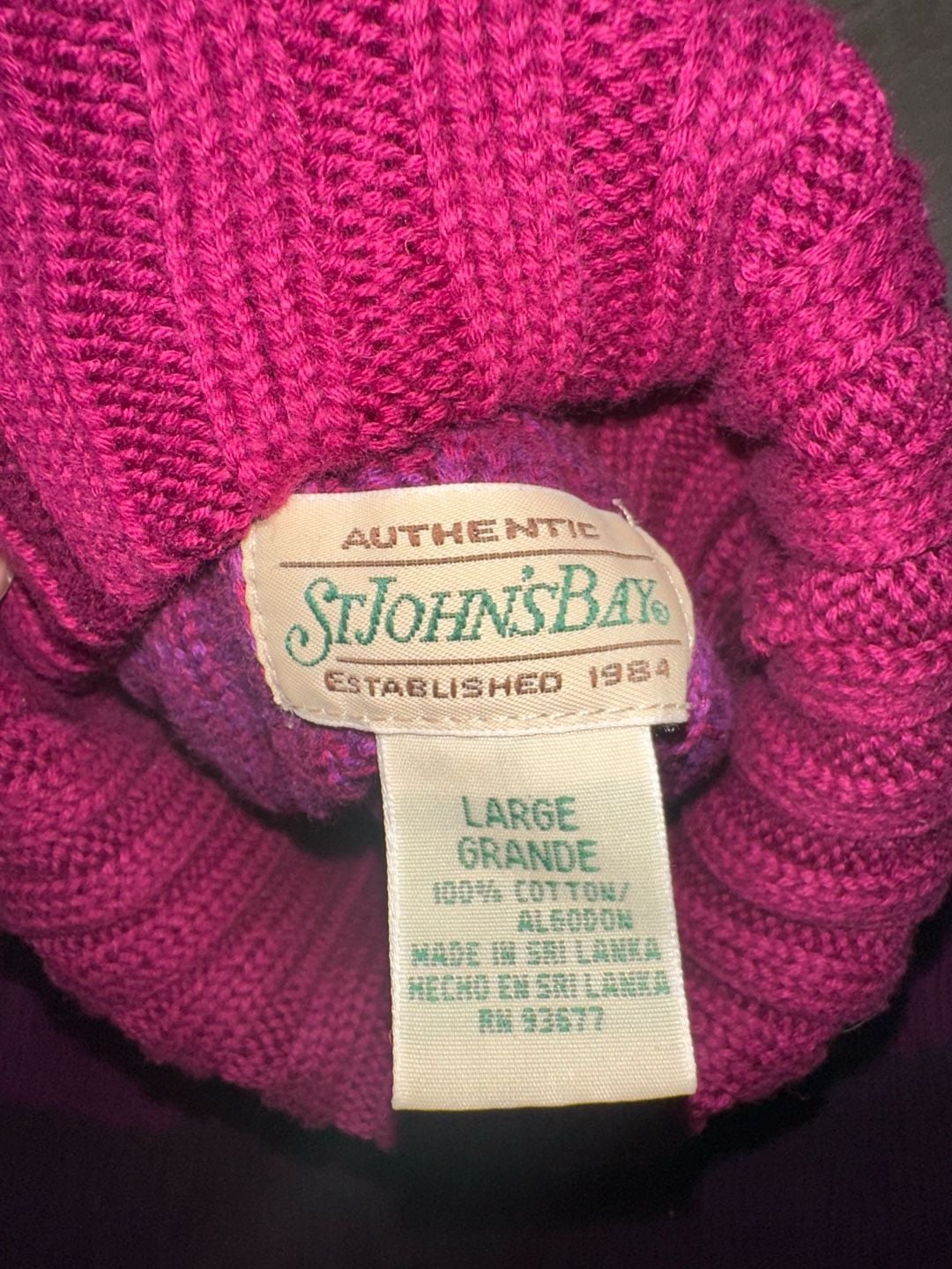 St. John's Bay Turtleneck Sweater Size Large Pink Purple Striped Cotton Algodon 6