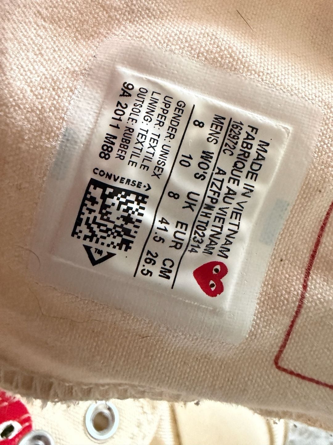 Converse Comme Des Garcons Play Chuck Taylor 70 Hi Size Men's 8 6