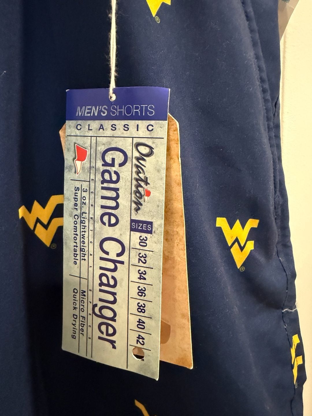 NWT Ovation Game Changer WVU Mountaineers Shorts Sz 44 5