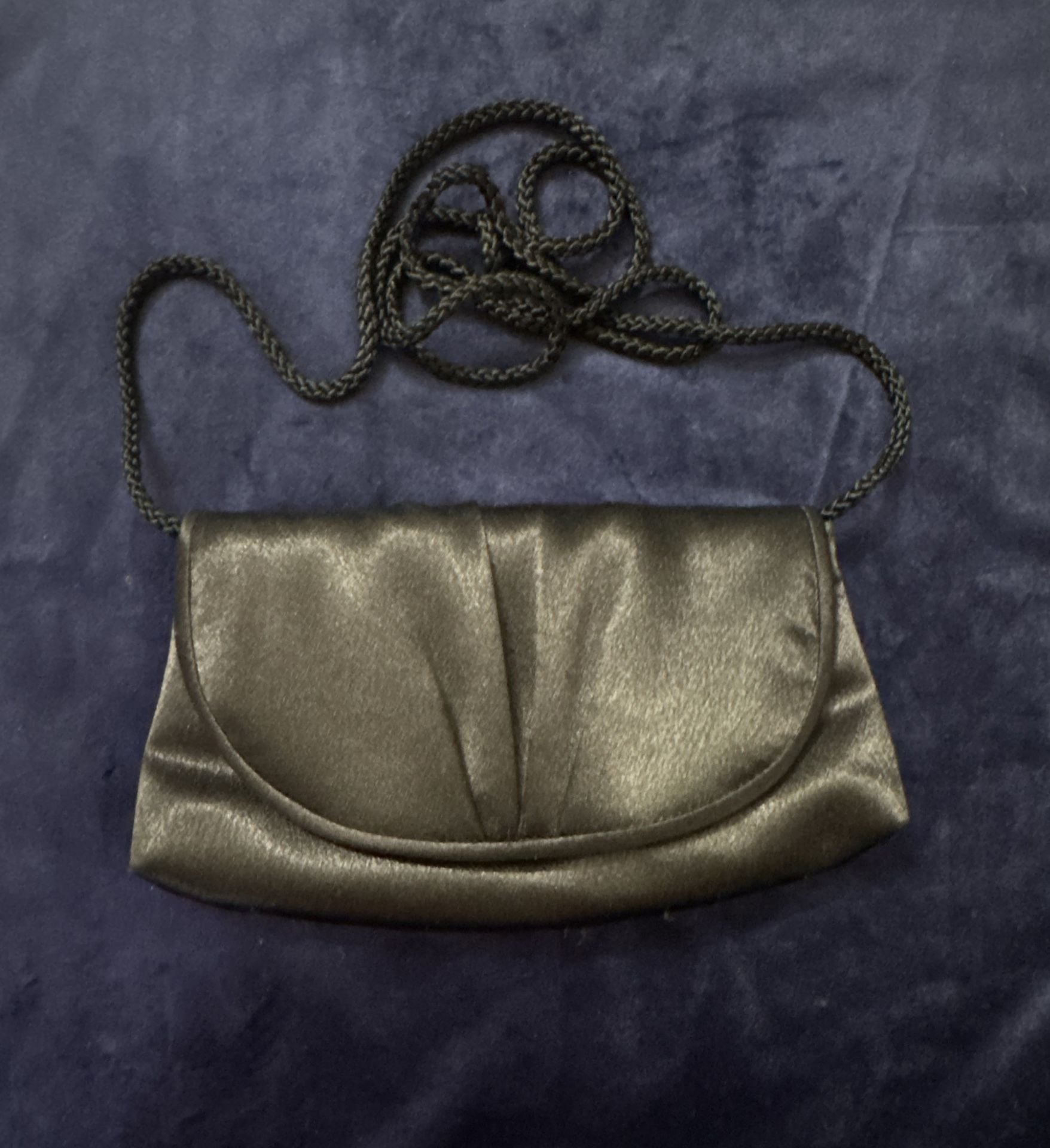 La Regale Satin Clutch Bag with Braided Chain Strap Silver Black 2