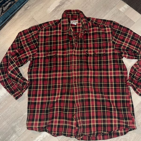 Carhartt Red Plaid Flannel Long Sleeve Button Down Shirt XL