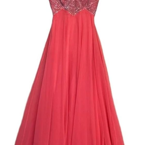 Vintage Mike Benet Formals Dress Size 8 Hot Pink Chiffon Sequin Gown