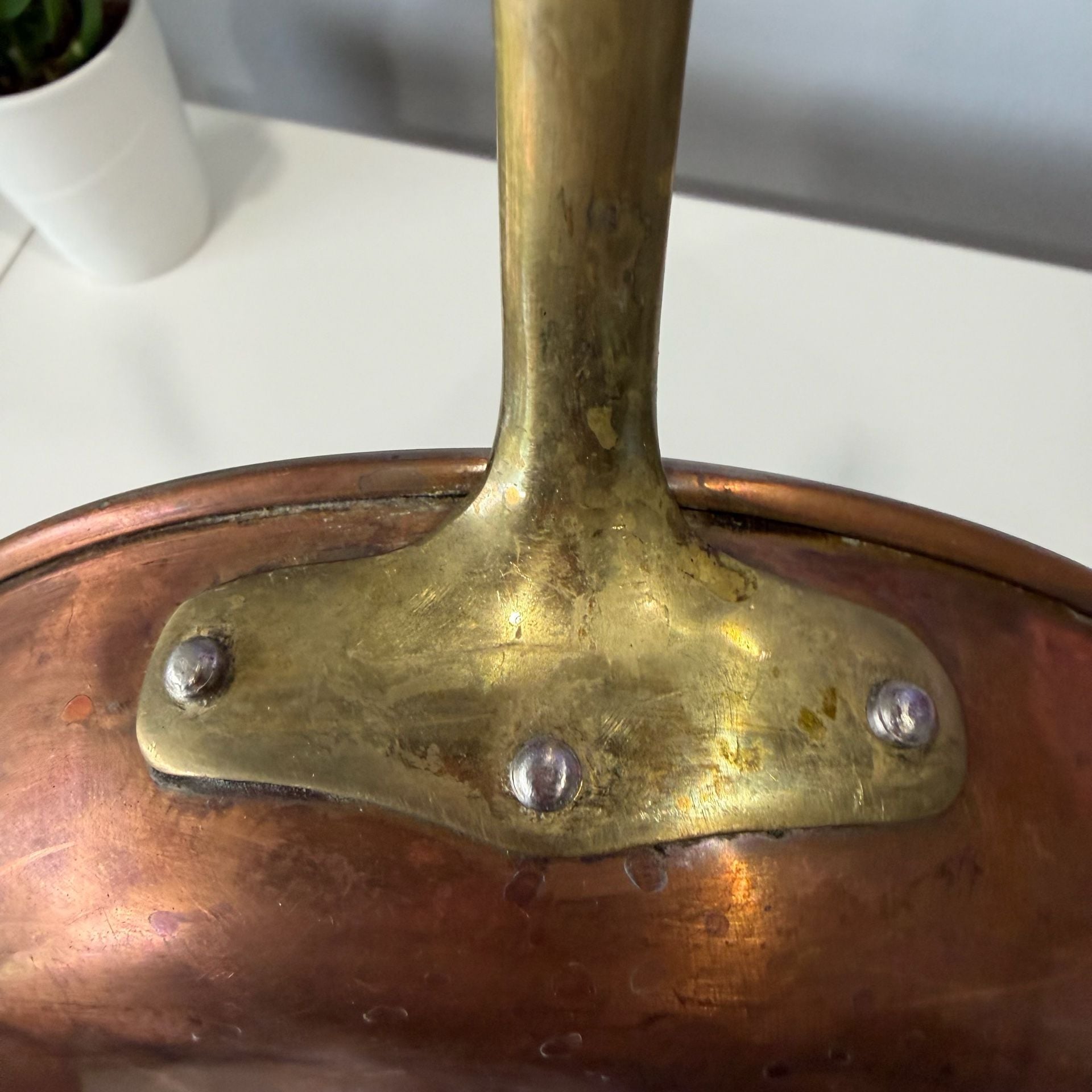 Vintage Copper Skillet with Brass Handle and Tin Lining 8