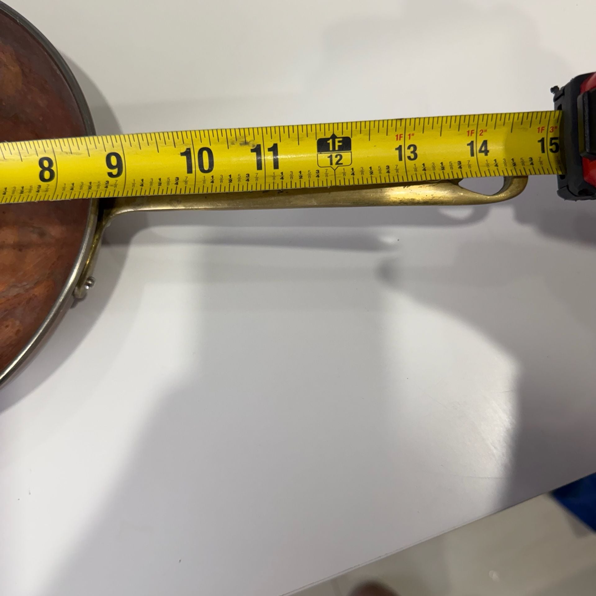 Vintage Copper Skillet with Brass Handle and Tin Lining 10