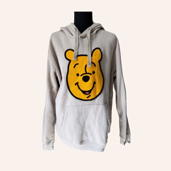 winnie the pooh embroidered patch hoodie  disney sweatshirt large