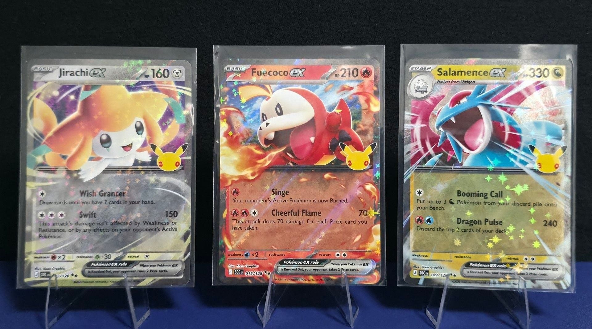 Pokemon 30th Celebration Jirachi Ex Fuecoco Ex Salamence Ex Holo Cards Set 1