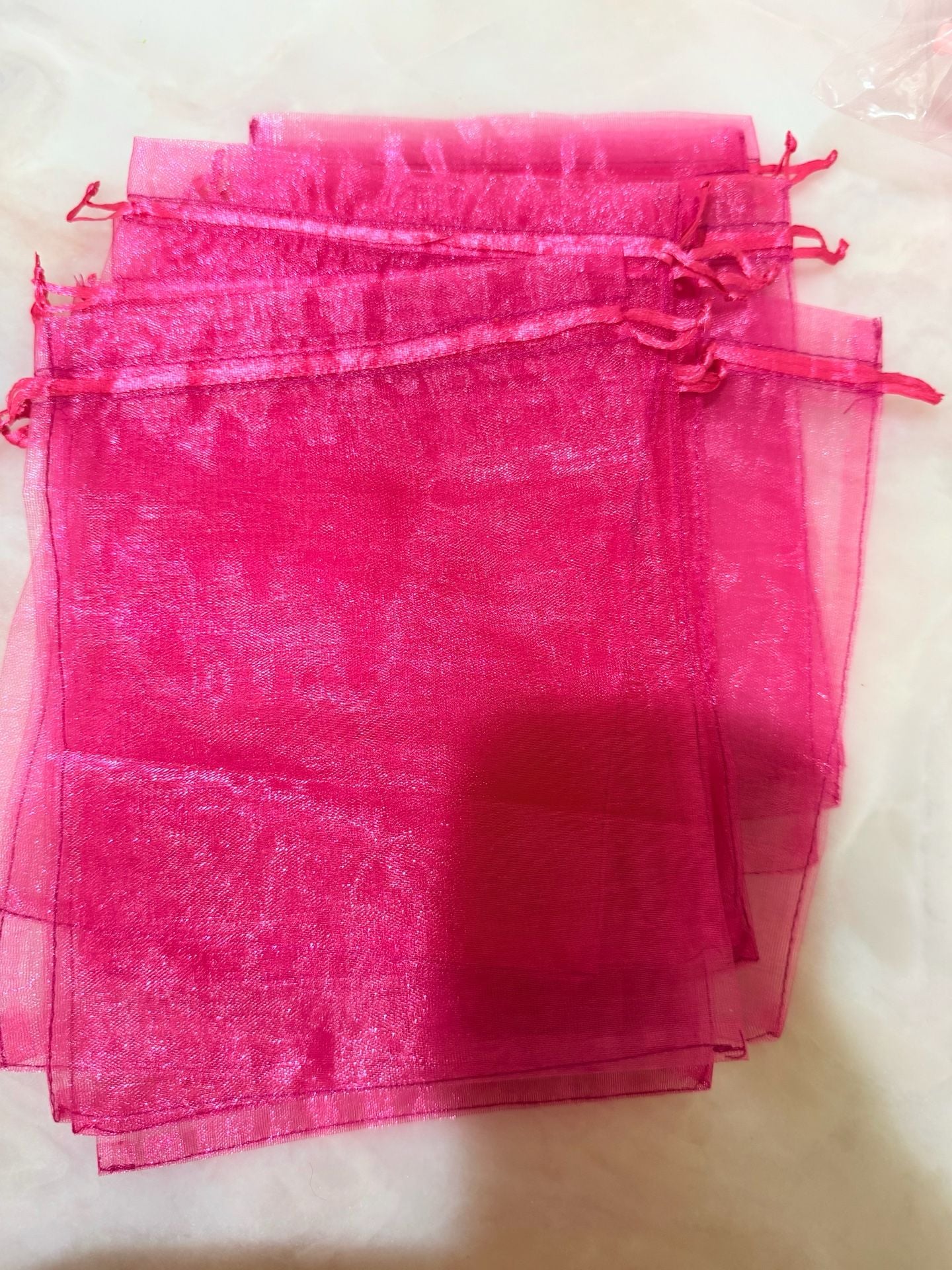 Hot Pink Organza Drawstring Bags 6x9 1