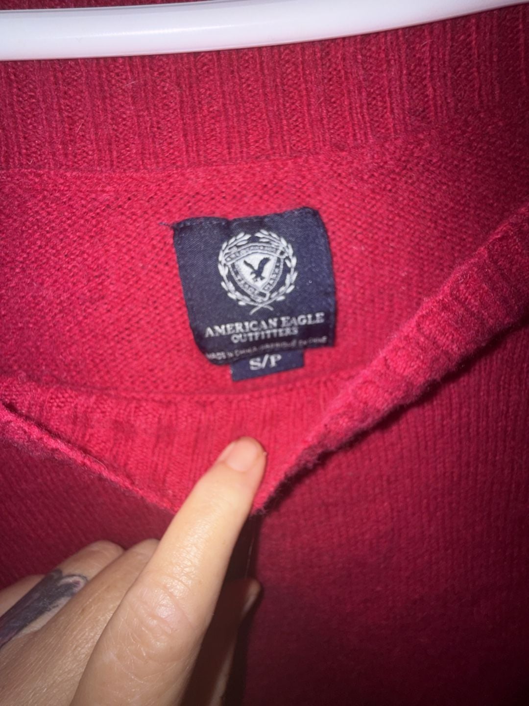 American Eagle Outfitters Off The Shoulder Sweater Size S Red Knit Pullover 3