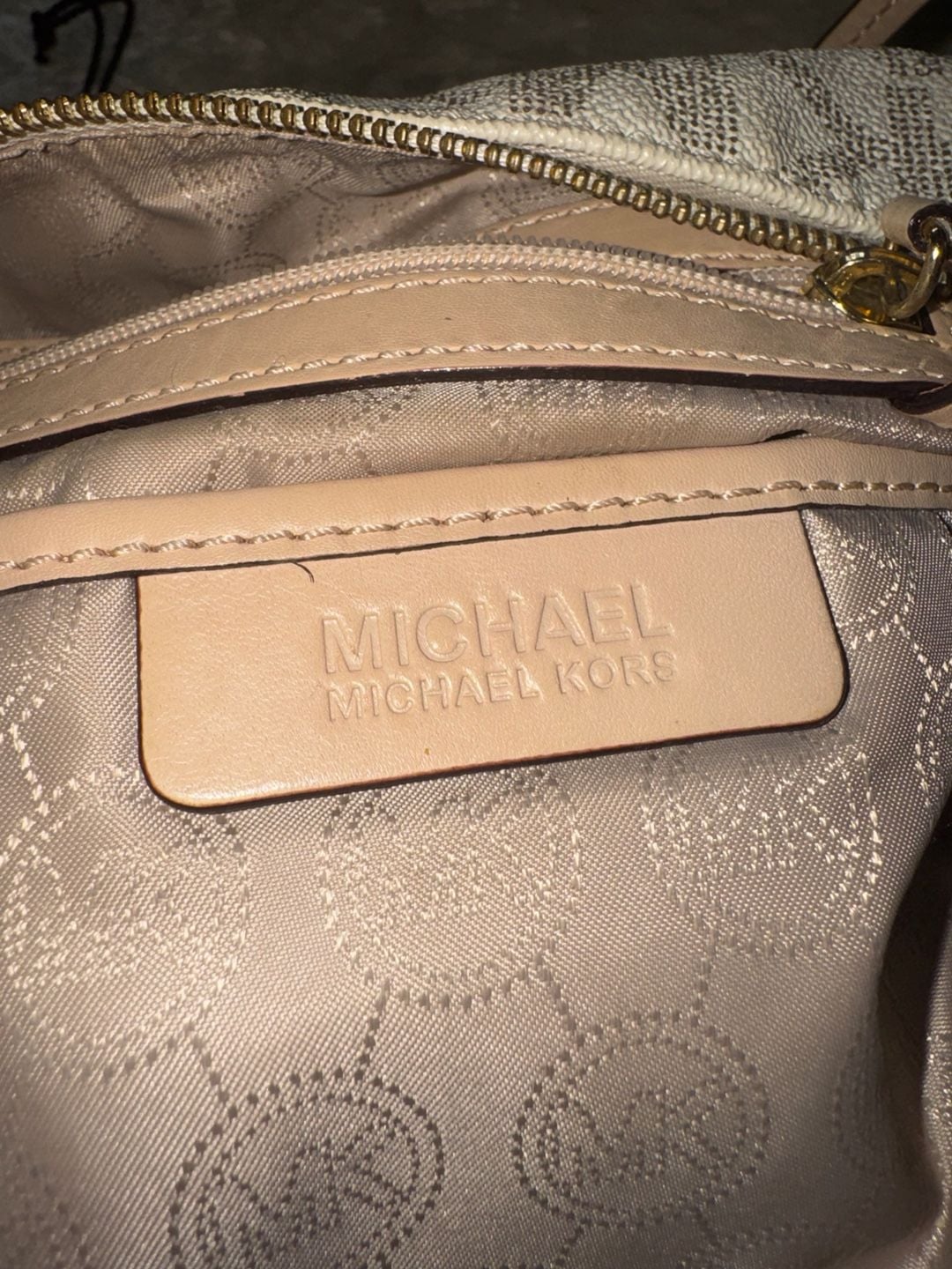 Michael Kors Grayson Signature Monogram Medium Satchel Bag Cream PVC w/dustbag 8