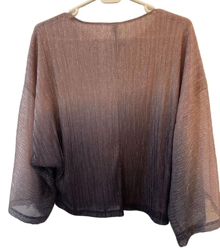 Anthropologie Serena Plisse Metallic Ombre Blouse Size S 5