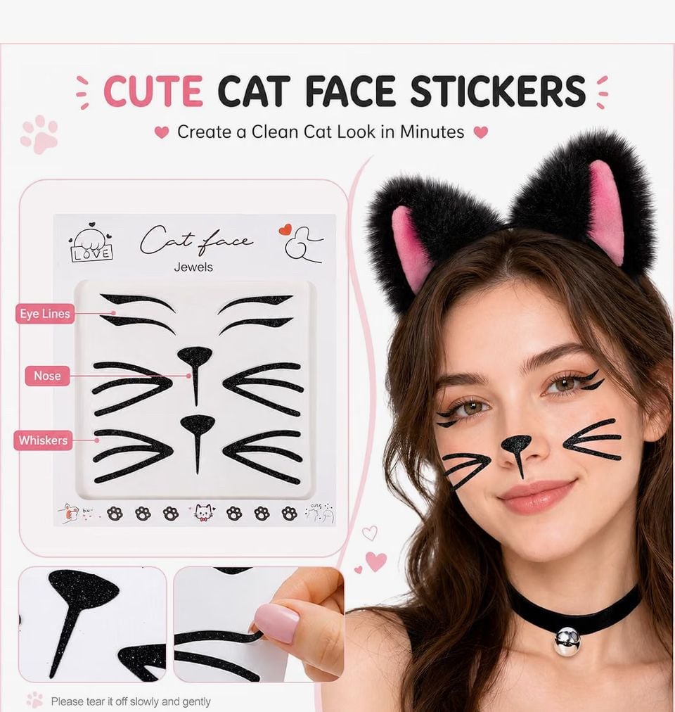 Halloween Black Pink Cat Claw Paw Costume Accessories One Size New 6