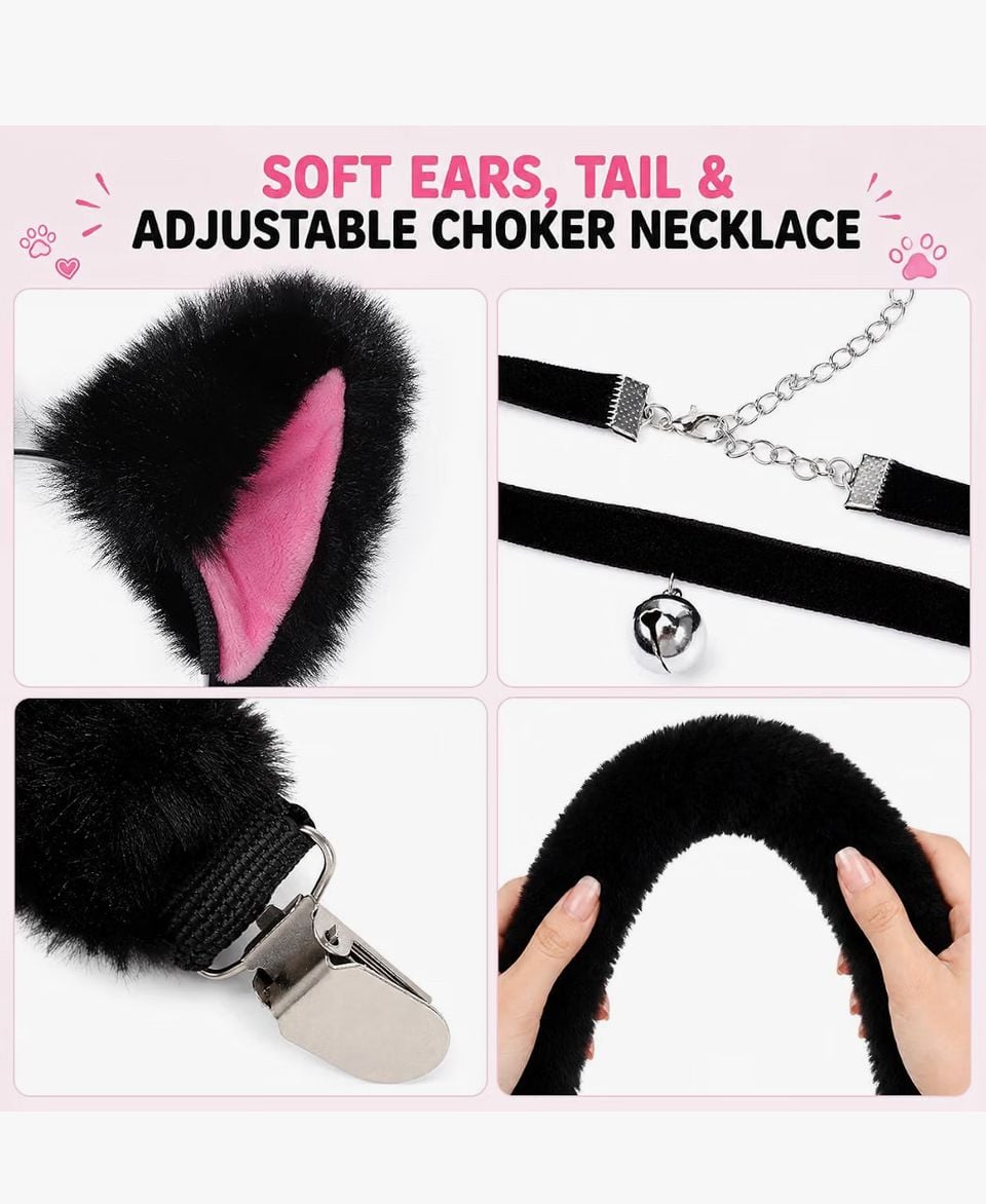Halloween Black Pink Cat Claw Paw Costume Accessories One Size New 4