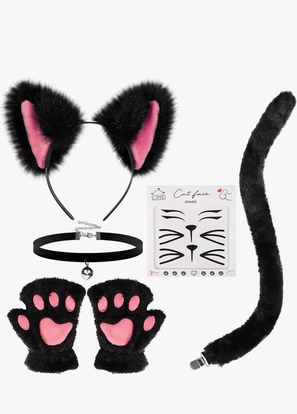 Halloween Black Pink Cat Claw Paw Costume Accessories One Size New 2