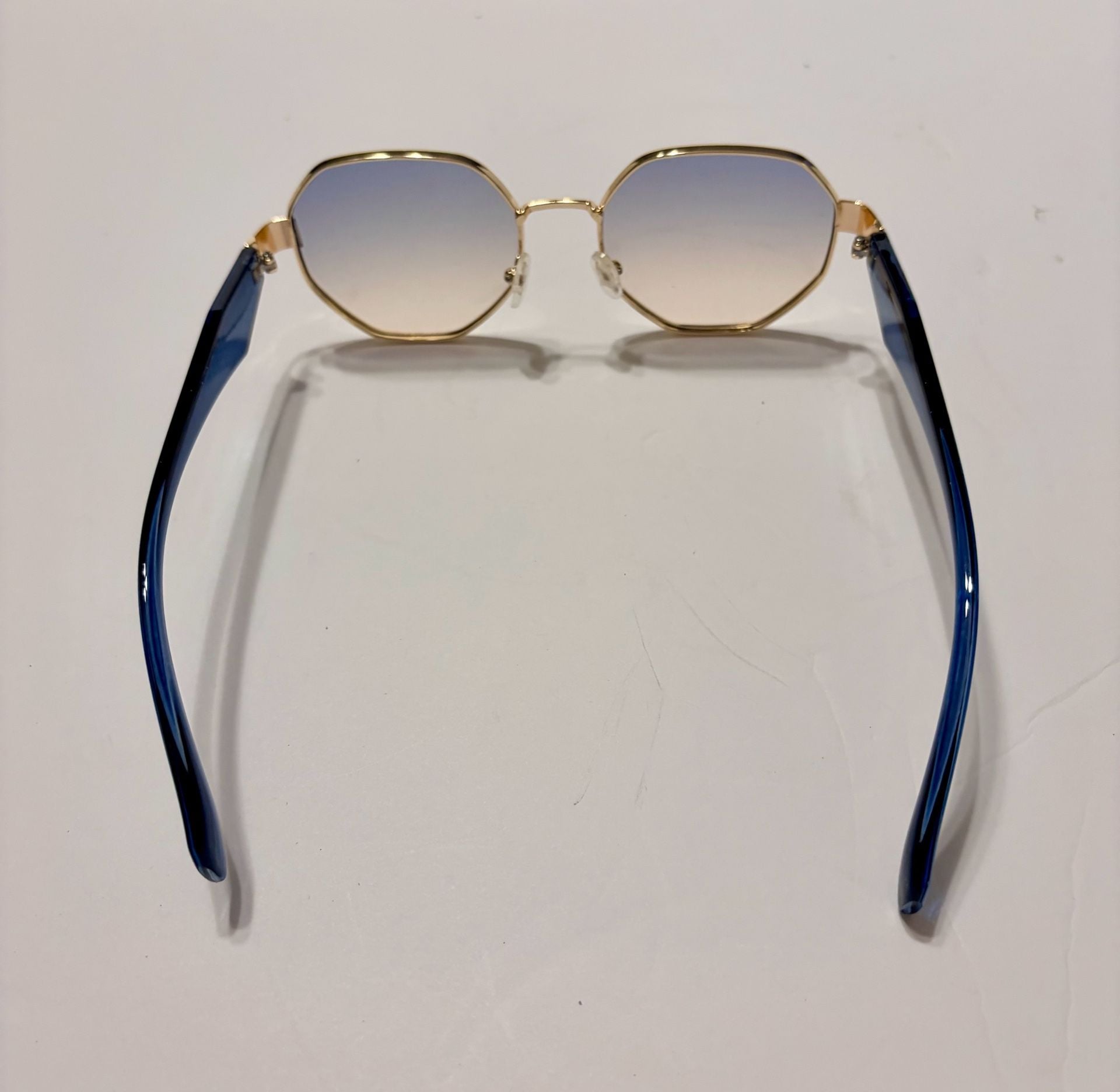 Caponi Benywoods Design Photochromic Aviator Sunglasses Blue Gold 7