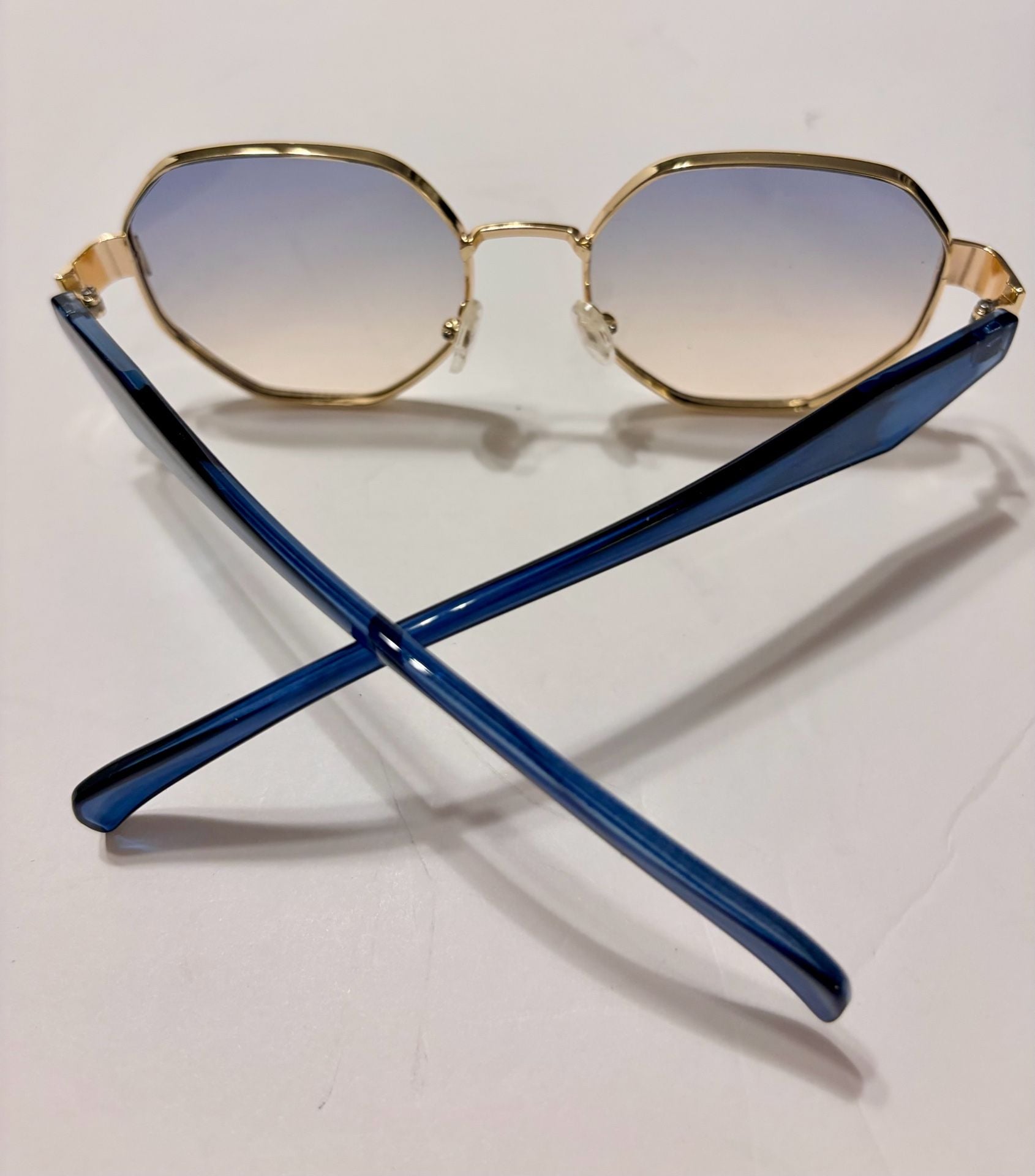 Caponi Benywoods Design Photochromic Aviator Sunglasses Blue Gold 8