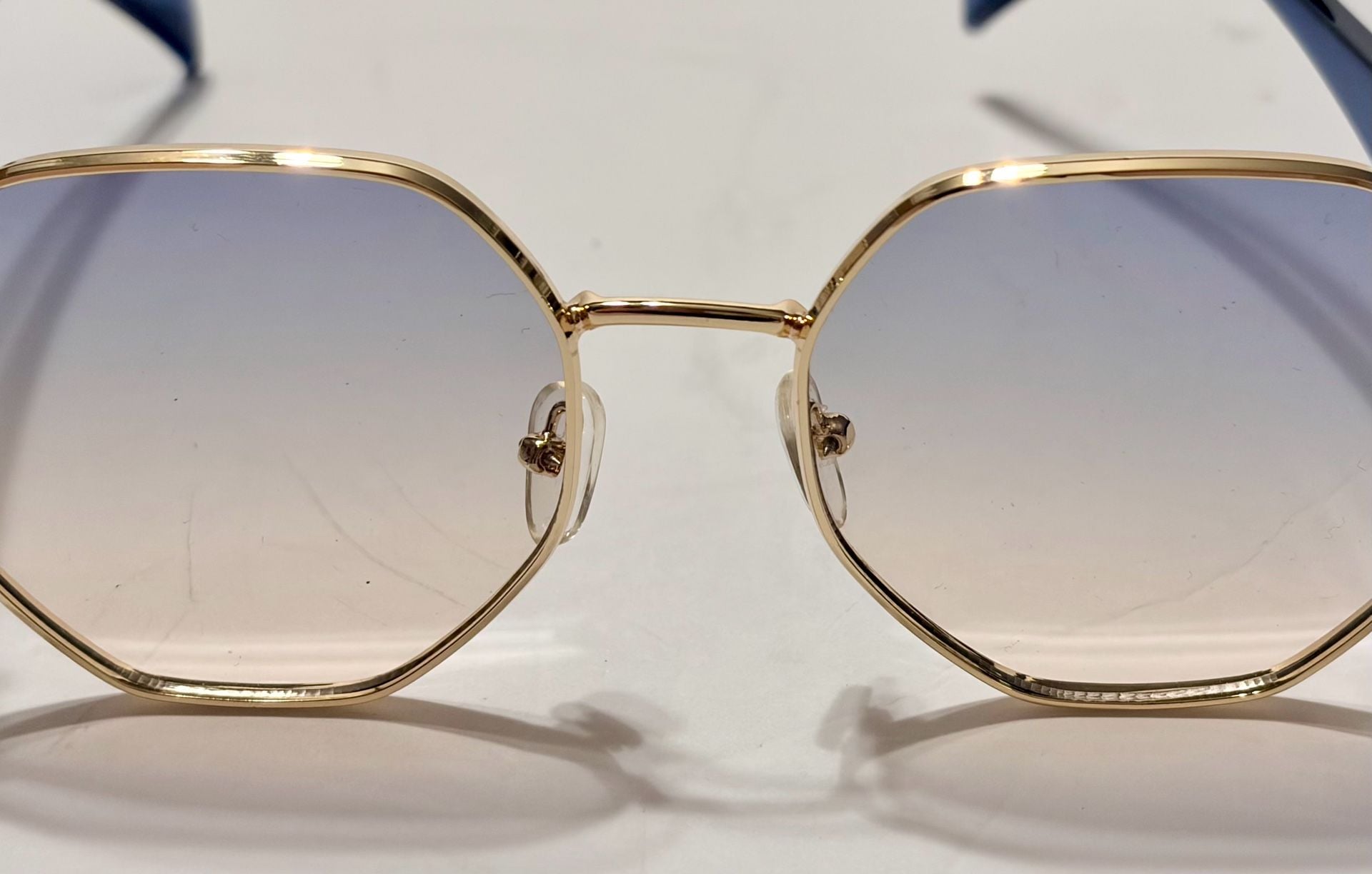 Caponi Benywoods Design Photochromic Aviator Sunglasses Blue Gold 9