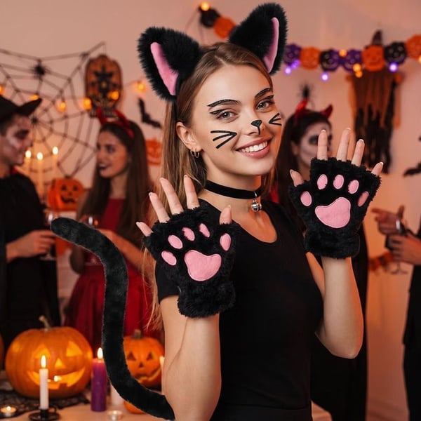 Halloween Black Pink Cat Claw Paw Costume Accessories One Size New