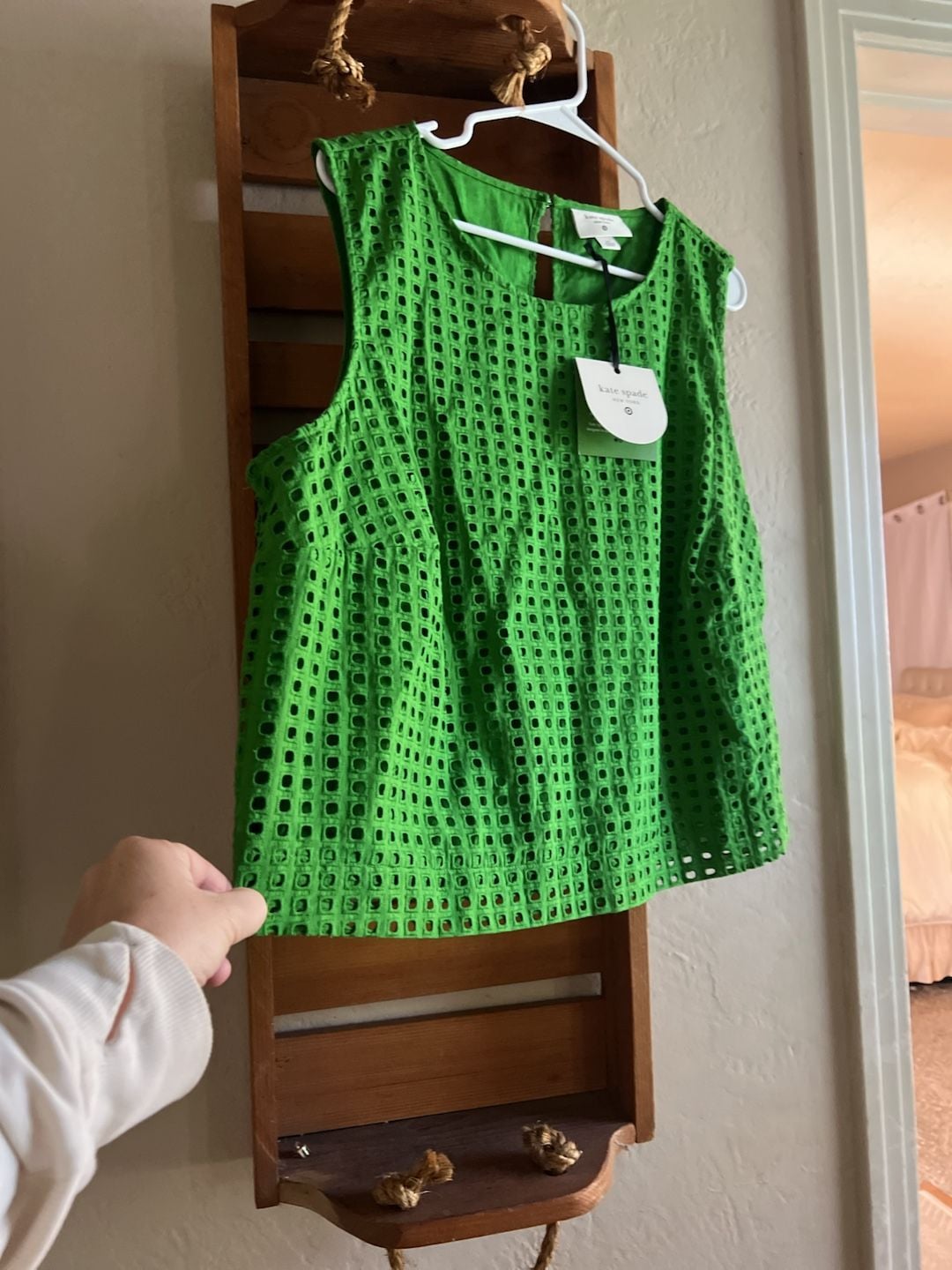 NWT Kate Spade New York Green Eyelet Tank Top Size 1X 6