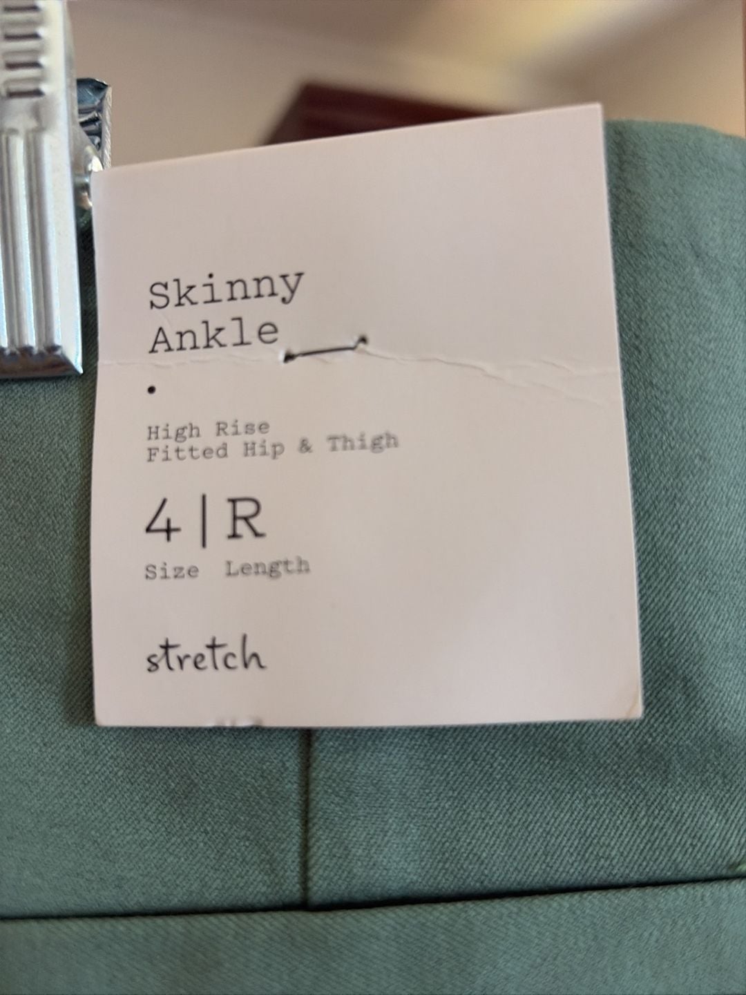 A New Day Skinny Ankle Pants Size 4R Green Stretch 4