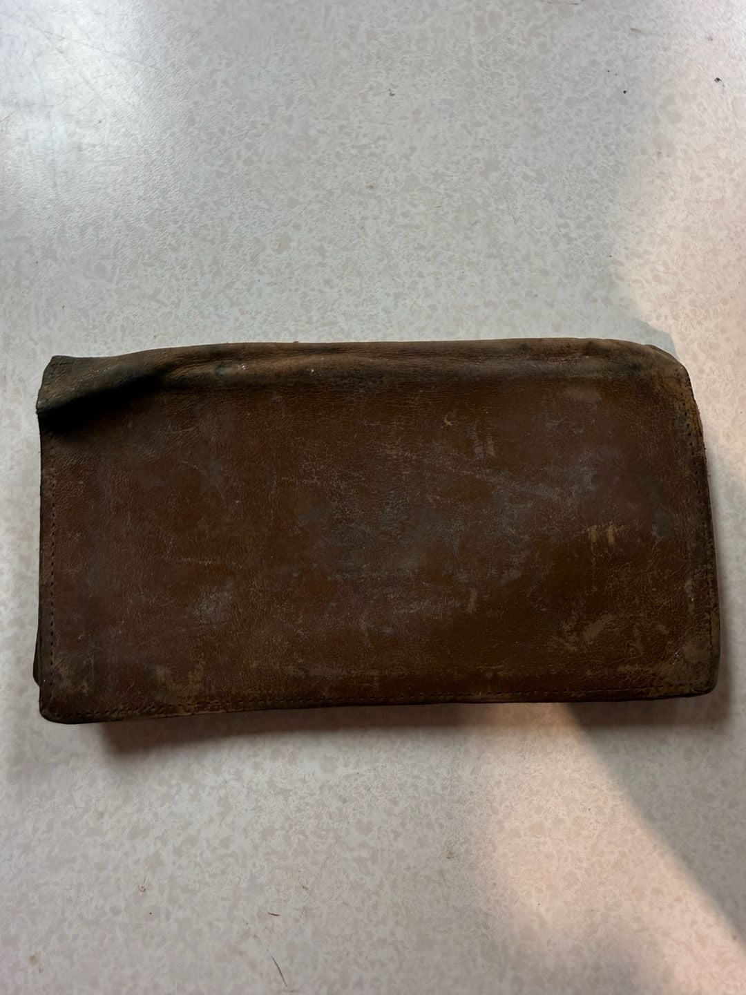 Vintage Tooled Leather Biker Wallet Japanese Castle Scene Brown 4