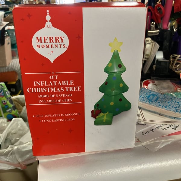 Merry Moments 4ft Inflatable Christmas Tree Lighted Yard Decor