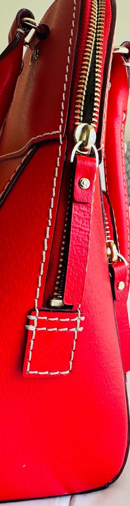 Kate Spade New York Red Leather Top Handle Satchel Bag 4