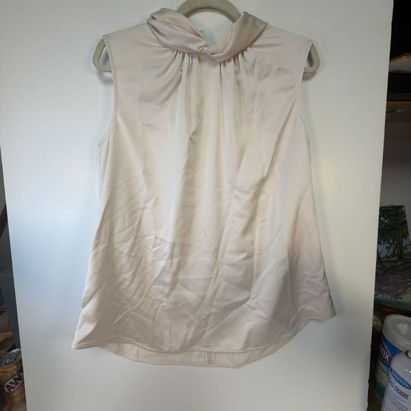 Anne Klein Ivory Sleeveless Cowl Neck Top Size 16