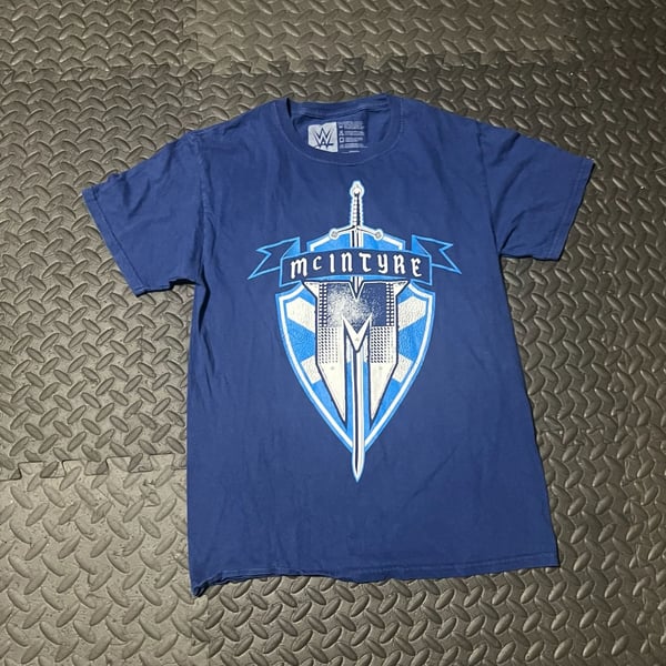 WWE Drew McIntyre T-Shirt Size S Blue Claymore Country